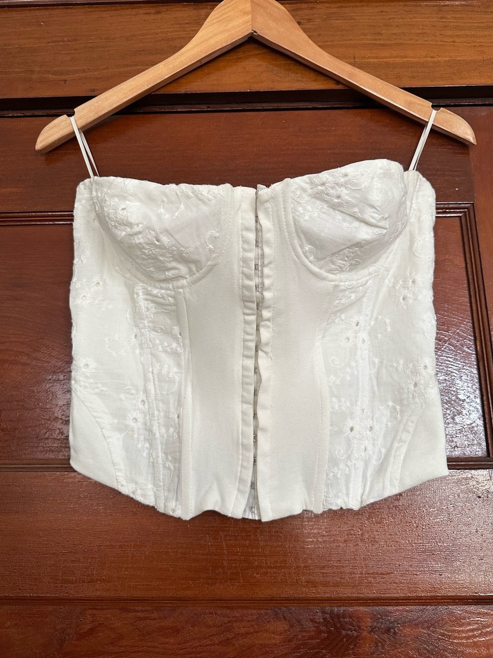 Olivaceous Eyelet Strapless Bustier Corset Top Size Large Juniors White Festival
